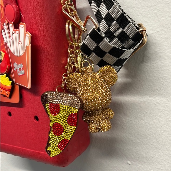 Red Mini Charm Tote with Checkered Crossbody Strap - Picture 2 of 14